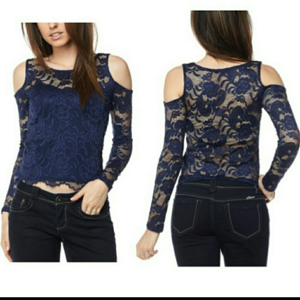 Lace Long sleeve Cold Shoulder top